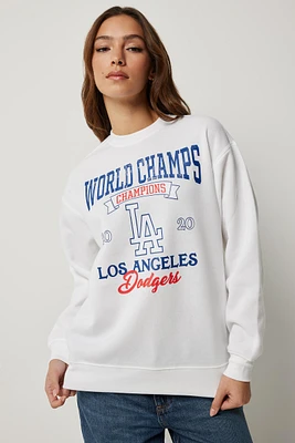 Ardene Los Angeles Dodgers Sweatshirt in White | Size | Polyester/Cotton