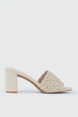 Ardene Raffia Mule Sandals in Beige | Size