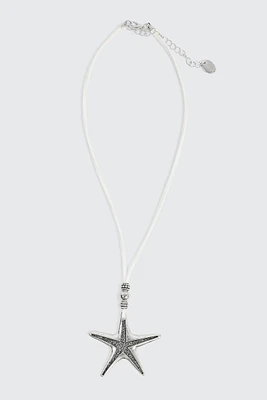 Ardene Cord Necklace with Starfish Pendant in Silver