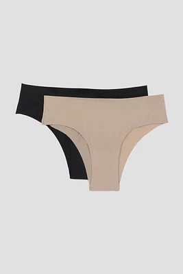 Ardene 2-Pack Invisible Cheeky Panties in Beige | Size | Nylon/Spandex | Microfiber