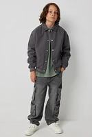 Ardene Kids Cargo Jeans in Dark Grey | Size | 100% Cotton