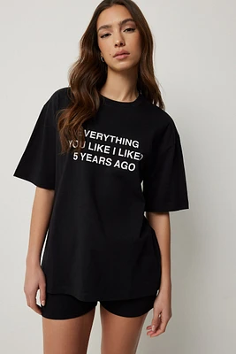 Ardene Oversized Graphic T-Shirt in Black Liquorice Twist | Size | Cotton | Eco-Conscious