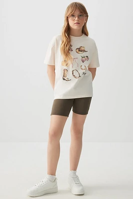 Ardene Kids Super Soft Biker Shorts in Khaki | Size | Polyester/Spandex