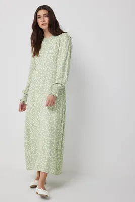Ardene Long Sleeve Midi Dress in Light Green | Size | 100% Viscose