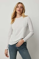 Ardene Basic Long Sleeve T-Shirt in Light Grey | Size | Cotton/Elastane | Eco-Conscious