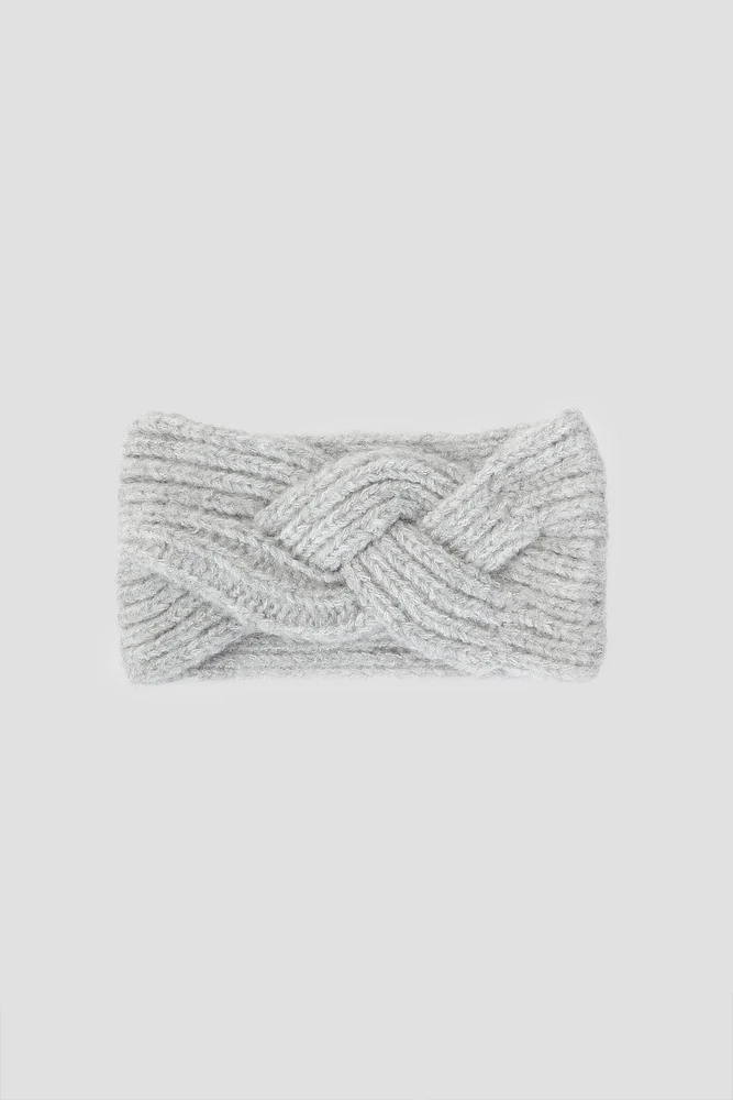 Ardene Braided Knit Headband in Light Grey | Polyester/Elastane