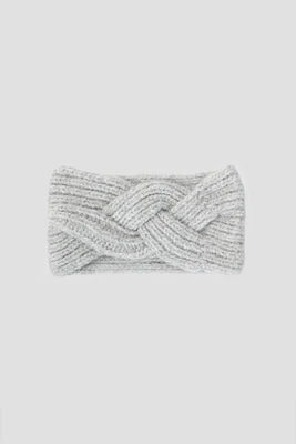 Ardene Braided Knit Headband in Light Grey | Polyester/Elastane