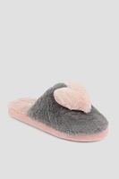 Ardene Two-Tone Slippers with Star Detail | Size | 100% Recycled Polyester | Eco-Conscious