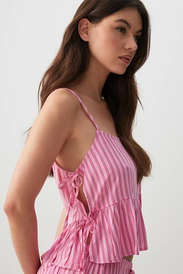 Ardene Peplum Tank Top with Side Ties in Light Pink | Size | 100% Viscose
