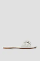 Ardene One-Band Bow Sandals in White | Size 10 | Faux Leather