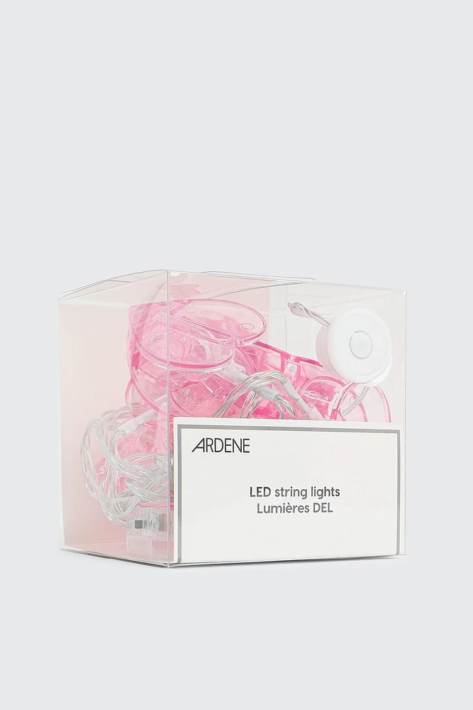 Ardene Heart Clip Light String in Light Pink