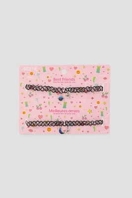 Ardene Kids 2-Pack BFF Chokers with Charms in Black