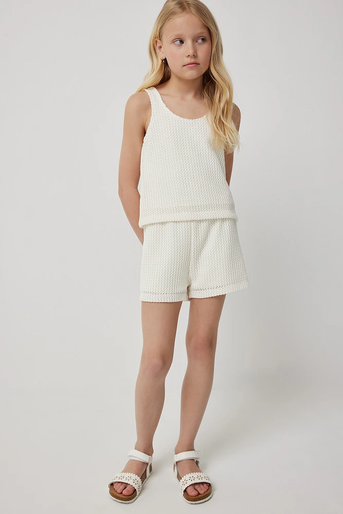 Ardene Crochet Cover Up Shorts in White | Size | Polyester/Elastane