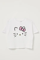 Ardene Kids Hello Kitty Boxy T-Shirt in White | Size | Polyester/Cotton