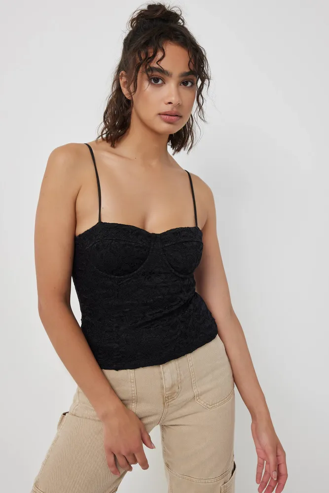 Ardene Satin Bralette in Black, Size, Nylon/Spandex