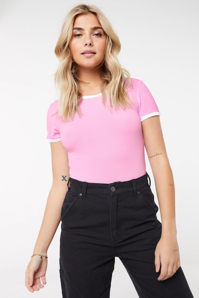 pink t shirt bodysuit