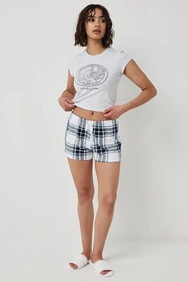 Ardene Printed Super Soft PJ Shorts in White | Size | Polyester/Spandex | Eco-Conscious