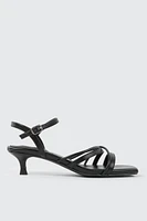 Ardene Kitten Heel Strappy Sandals in | Size | Faux Leather