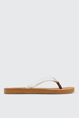 Ardene Flip-Flops with Embossed Sole Sandals in White | Size