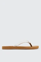 Ardene Flip-Flops with Embossed Sole Sandals in White | Size