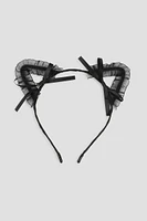 Ardene Lace Cat Ears Headband in Black