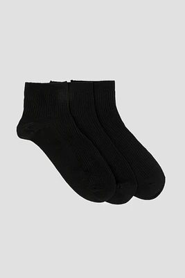 Ardene 3-Pack Ribbed Demi Crew Socks in | Polyester/Spandex
