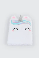 Ardene Kids Plush Unicorn Notebook in White
