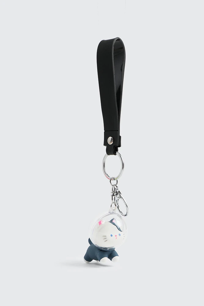 Ardene Kids Astronaut Cat Keychain in Dark Blue