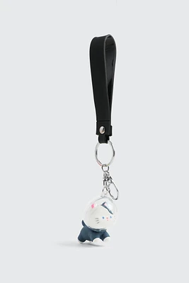 Ardene Kids Astronaut Cat Keychain in Dark Blue