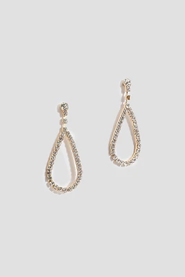 Ardene Rhinestone Teardrop Earrings in Gold | Stainless Steel