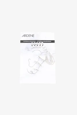 Ardene Pack of Cuff and Hoop Earrings in Silver | Stainless Steel