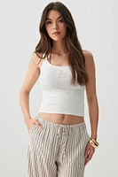 Ardene Starfish Rib Tank Top in White | Size | Cotton/Elastane