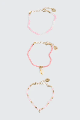Ardene 3-Pack Bead Bracelets in Light