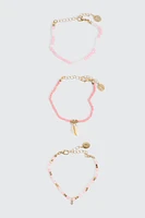Ardene 3-Pack Bead Bracelets in Light
