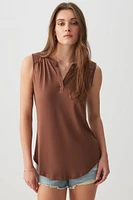 Ardene Basic Tunic Tank Top in Brown | Size | Polyester/Elastane | Eco-Conscious