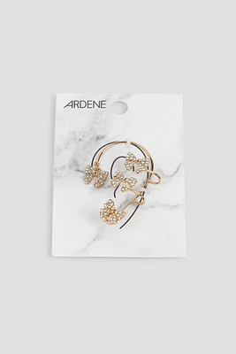 Ardene Butterfly & Bow Ear Cuff in Gold