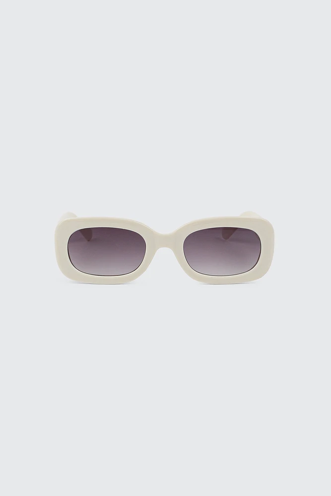 Ardene Rounded Rectangle Sunglasses in Beige