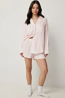 Ardene Pinstriped Boxer Shorts in Light Pink | Size | 100% Viscose