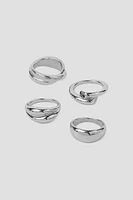 Ardene 4-Pack Thick Minimalist Rings in Silver | Size