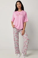 Ardene Wicked PJ Set in Light Pink | Size | 100% Cotton/Polyester