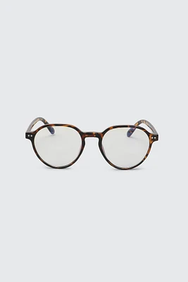 Ardene Blue Light Round Tortoiseshell Glasses in Brown