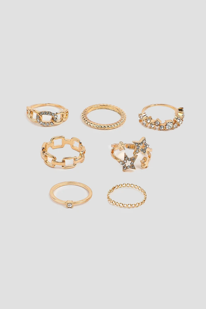 Ardene -Pack Celestial Rings in Gold | Size