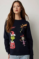 Ardene The Grinch Holiday Sweatshirt in Dark Blue | Size | Polyester/Cotton | Fleece-Lined