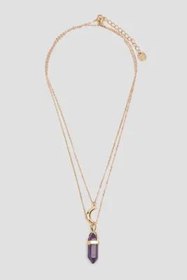 Ardene Two-Row Chain Necklace with Pendants in Gold