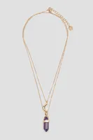 Ardene Two-Row Chain Necklace with Pendants in Gold