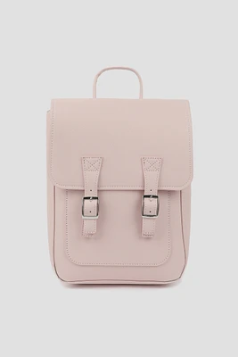 Ardene Kids Faux Leather Flap Backpack in Light Pink