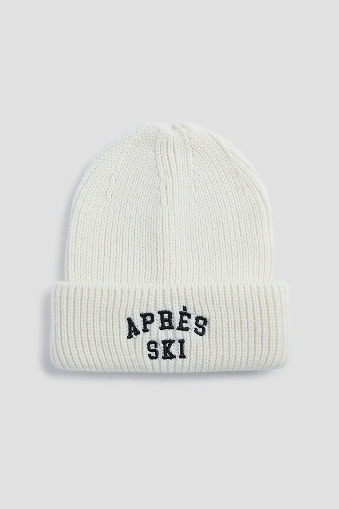 Ardene Chunky AprÃ¨s Ski Beanie in White | Polyester