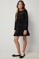 Ardene Kids Long Sleeve Sequin Dress in | Size | Polyester/Elastane