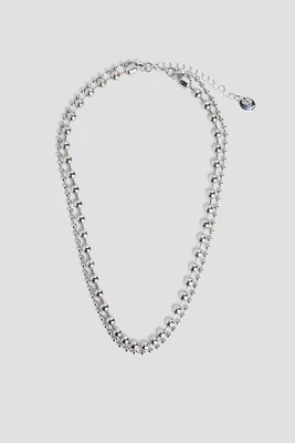 Ardene Two-Row Ball Chain Necklace in Silver