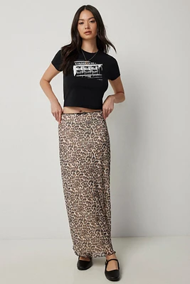 Ardene Printed Mesh Maxi Skirt in Beige | Size | Polyester/Spandex